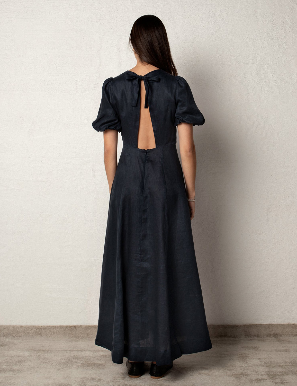 MAUD - Saga Linen Dress Navy | Hyer